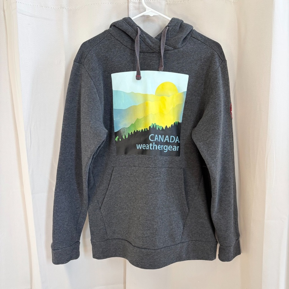 Canada Weathergear Hoodie Medium Gray Sweatshirt Outdoor Graphic Gorpcore 18861x